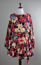 BALTIC BORN NWT $79 Tally Bow Belted Floral A-Line Blouson Mini Dress Size 2X