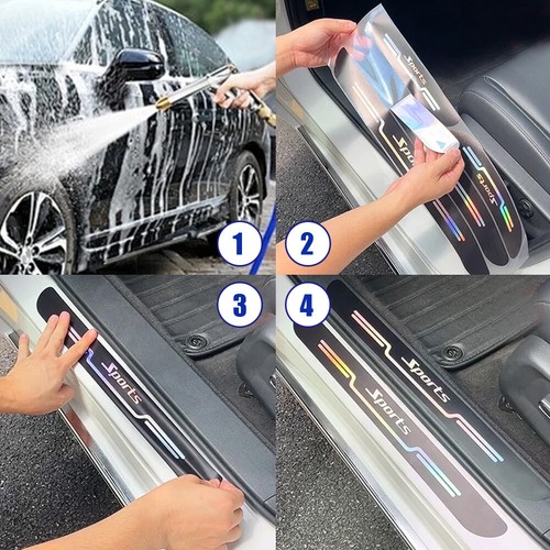 4PCS Car Door Sill Protector Strip Anti-Scratch Bumper Film Sticker Accessories - Picture 5 of 10