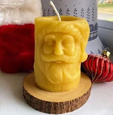 Santa Beeswax Pillar Candle / St. Nick / USA Handmade / St. Nicholas / Xmas Set
