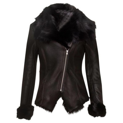 Infinity Leather Womens Black Toscana Sheepskin Leather Jacket Size XS S