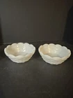 LE Smith milk Glass Daisy & Basketweave Berry Bowls Scalloped Edge Vintage Opale