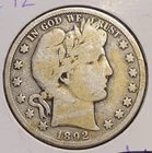 1892-S Barber Half Dollar in Very Good VG Condition Key Date with Stains