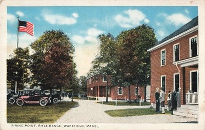 Wakefield Massachusetts, Firing Point Rifle Range, Old Cars, Vintage Postcard