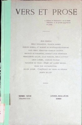 Verlaine -in: Vers et Prose, tome XVII Moréas, Jean: