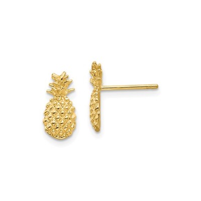 14 Karat Gelbgold Ananas Ohrstecker Damen tropische Früchte Sommerschmuck
