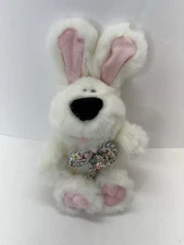 Vintage Commonwealth Big Nose Floral Bow Easter Bunny Plush 11" Stuffed Toy