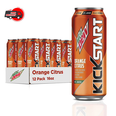 Mountain Dew Kickstart, Orange Citrus, 16 fl oz (12 Count)