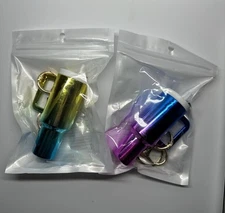Lot of 2- Mini "Stanley Style" Tumbler Keychain Chapstick Holder Multicolored
