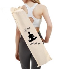 Cotton Yoga Mat Cover Yogamat Carry Bag Big Size Holder | Drawstring & Strap - 1