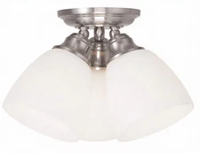 Livex Lighting 13664-91 Somerville 3-Light Ceiling Mount, Brushed Nickel, White