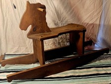 Amish Made Old Fashioned Wooden Solid Oak Child Rocking Horse