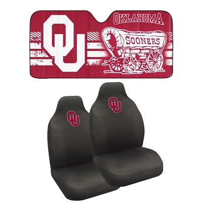 NEW NCAA Oklahoma Sooners 2PC Car Seat Covers Windshield
