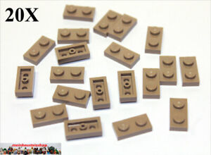 dark tan Lego dunkel sand beige 20x 1x2 Platte 3023 c plate