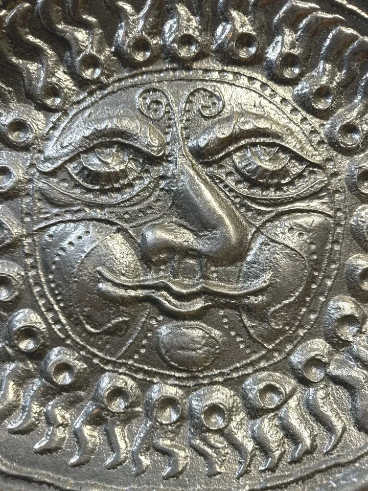 14.25" Don Drumm Celestial Sun Face Platter Aluminum Wall Hanging Art - Image 2 of 4