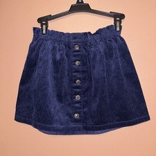 NWT Isaac Mizrahi Kids Collection Girls Size 7/8 M Blue Corduroy Skirt Buttons