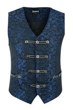 Men's Blue Victorian Suit Vest Steampunk Gothic Waistcoat