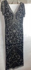 Pisarro Nights Beaded Mesh Column Gown Carbon 6
