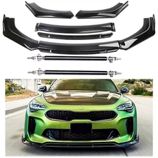 Gloss Black Front Bumper Lip Splitter Spoiler Kit + Strut Rods For Kia Stinger