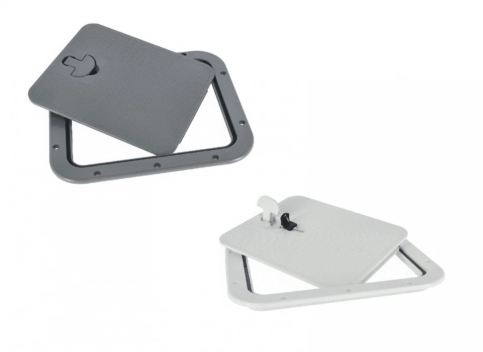 BOOTSZUBEHOER.ONLINE Luke 306 x 356 mm Inspektionsluke Klappluke weiß & grau