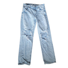 American Eagle Womens Jeans Size 00 Short Super High Rise Ankle Straight Ripped