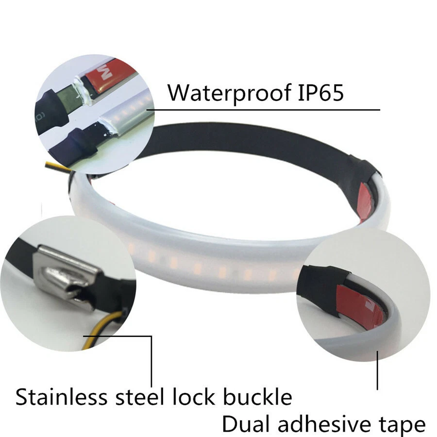 2 шт стробоскоп регулируемый режим мотоциклетная вилка указатели поворота белые светодиодные полоски - Изображение 2 из 4