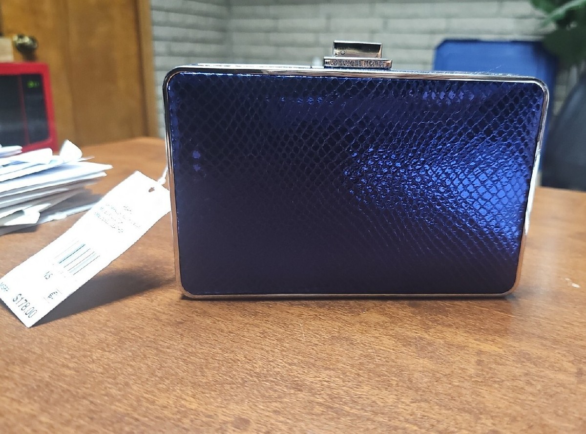 NEW Michael Kors 30H7MPNC2K PEARL ELECTRIC BLUE Md box clutch