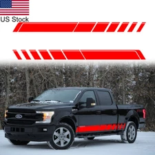 2pcs Red Sport Stripe Graphics Car Body Side Door Decal Sticker For Ford Ram Etc