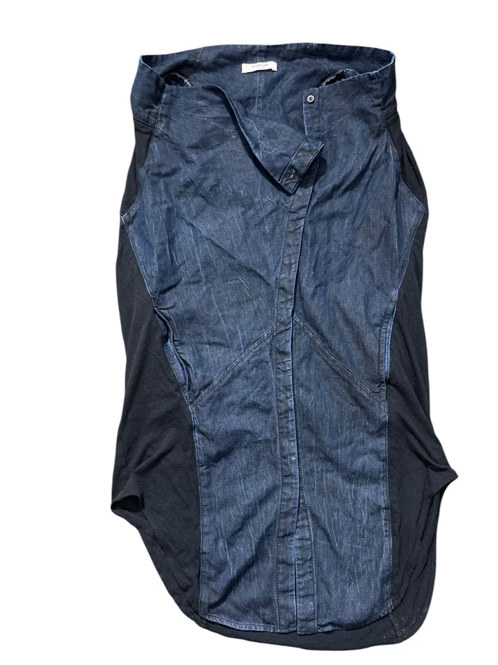 helmut lang new york sleeveless Asymmetric top button up dark denim - Image 2 of 4