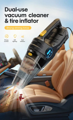 Inflador de neumáticos de coche aspiradora doble uso portátil con cable compresor de aire portátil - Foto 8 de 19