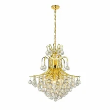 Foyer Dining Room or Kitchen Island Crystal Balls Chandelier Gold Light Fixture