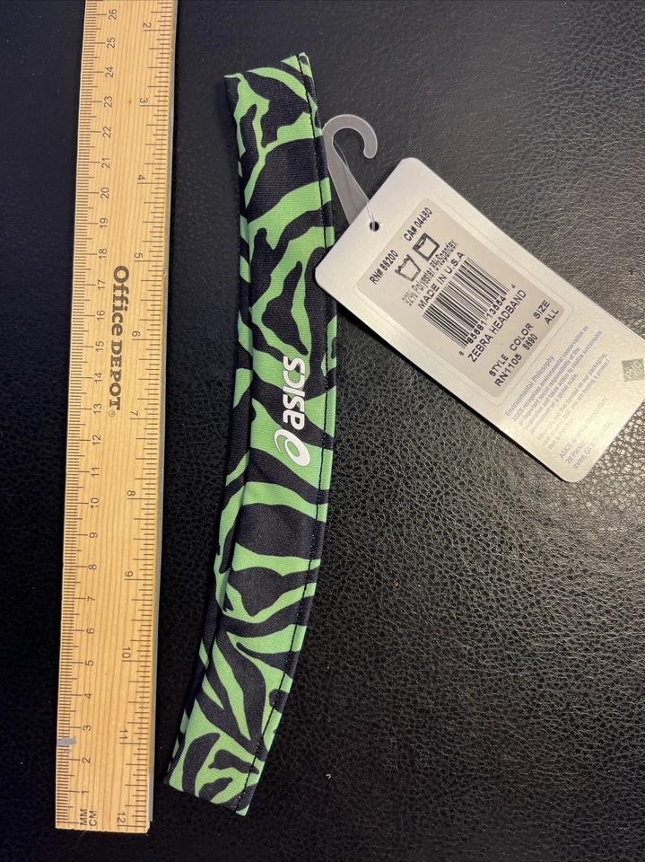 Diadema con estampado de tigre ASICS Fit-Tempo talla única yoga correr nueva en paquete. Negro y verde. Foto 4 de 4