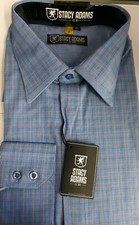 STACY ADAMS BLUE Men's Big-Tall DRB0001 Dress Shirt SIZE 19 34/35 MODERN FIT