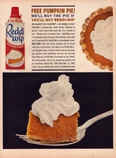 1962 Reddi Wip Whipped Cream  Print Ad Pumpkin Pie Free Giveaway Can