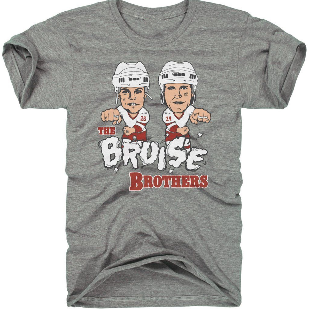 Detroit Red Wing Bruise Brothers Men T-shirt Sport Grey All Sizes