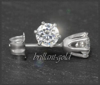 Gold Stecker mit 0,96ct Diamanten in River D & Si2-3; 585 Weißgold Ohrringe, NEU - Bild 1 von 4