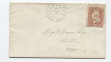 1860s Colchester CT #65 PAID cancel cover [H.3411]
