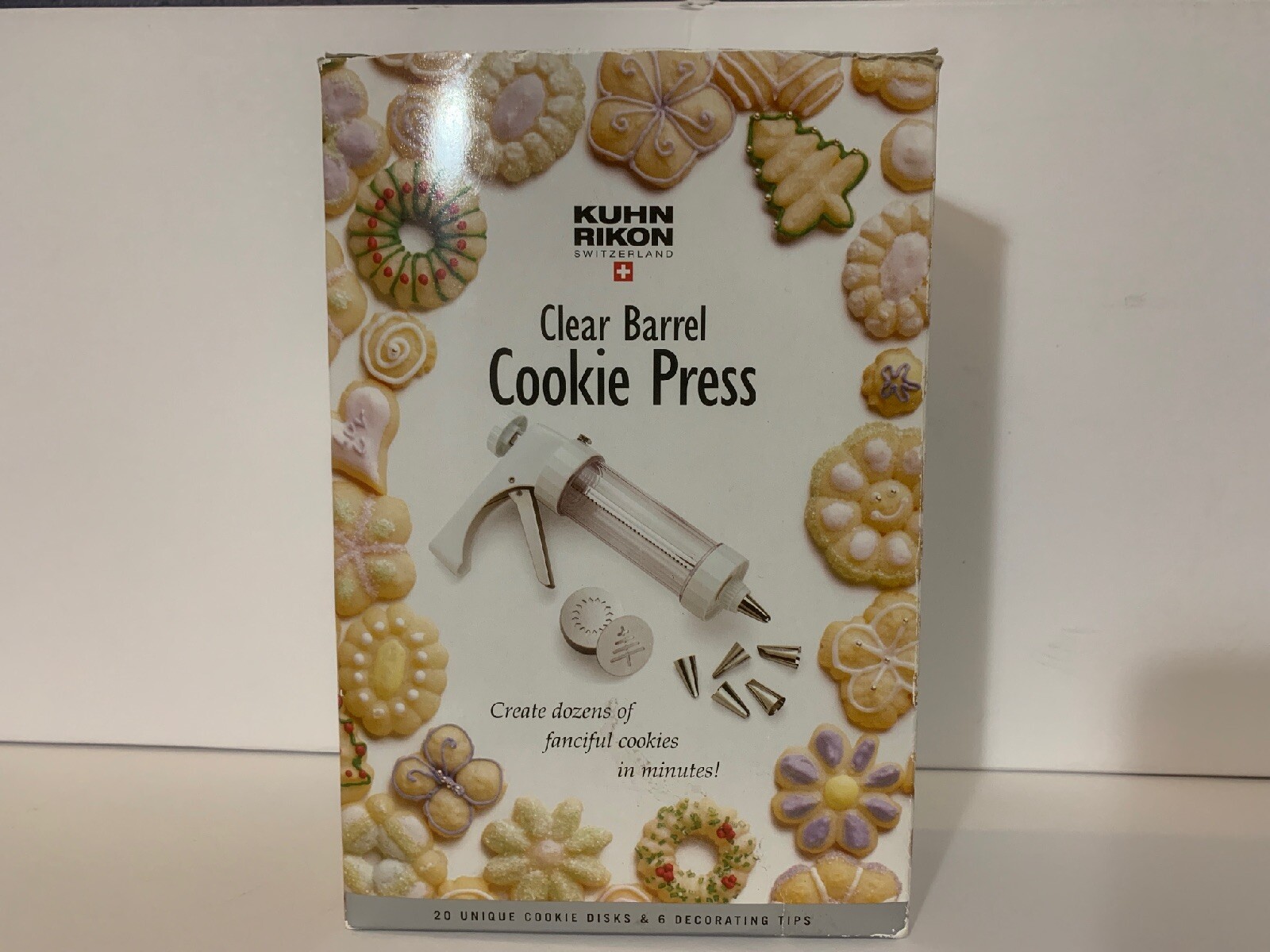 Kuhn Rikon Clear Barrel Cookie Press 20 Shape Discs & 6 Decorating