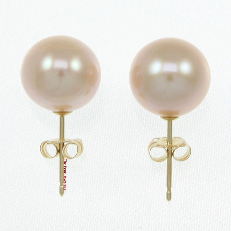 AAA 9–9.5 mm High Luster Lavender Cultured Pearl Stud Earrings - Image 3 of 4