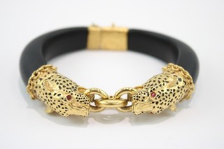Franklin Mint 1987 Gold Tone Double Leopard Armreif Vintage Signed Branded
