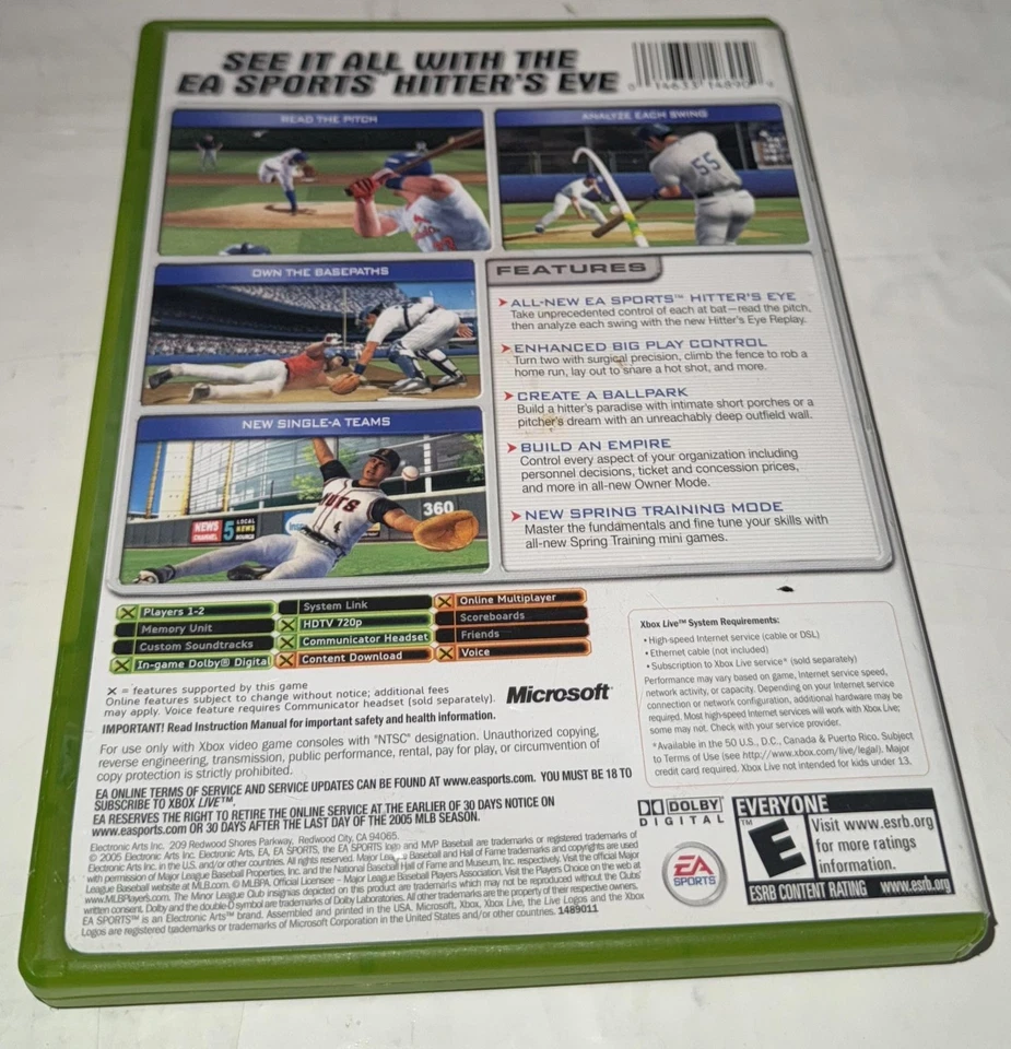 MVP Baseball 2005 Microsoft Xbox Video Game EA Sports MLB Tested Case Artwork - Image 3 of 3