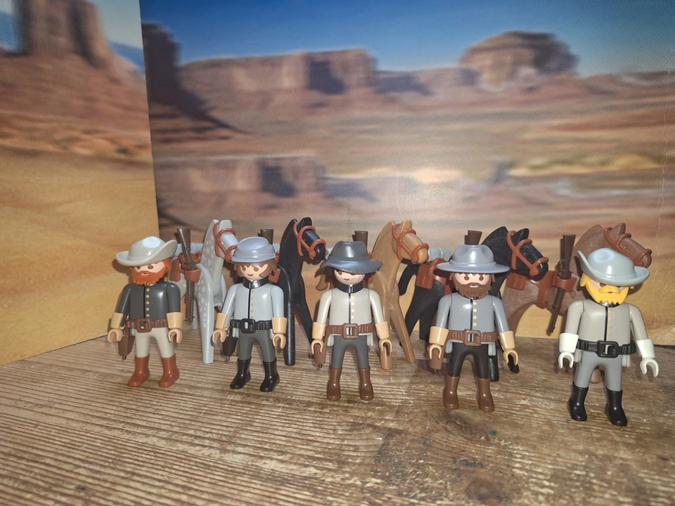 Sammelauflösung: 5 ACW Südstaatler Soldaten Kavallerie Custom Figuren mit Pferde - Bild 3 von 4