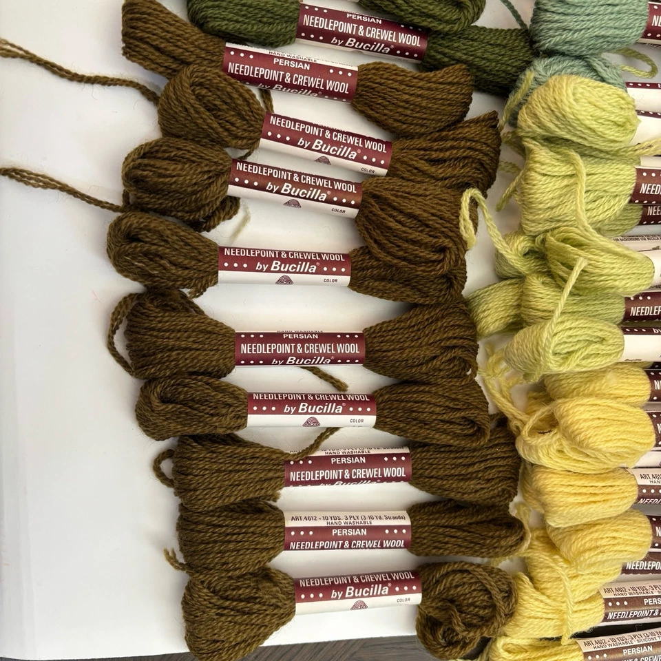 Lot 94 Skeins Yarn Bucilla Needlepoint Crewel 100% Wool Persian Shades Of Green - Image 4 of 4