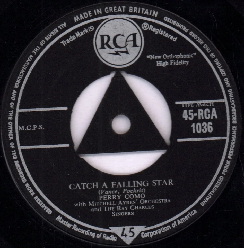 Perry Como Magic Moments 7" vinyl UK Rca 3 prong tri centre label design - Image 2 of 2