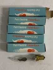 Lot 5 VTG Feit Electric Flicker Bulbs Flame Tip Candle Collectable Light E12