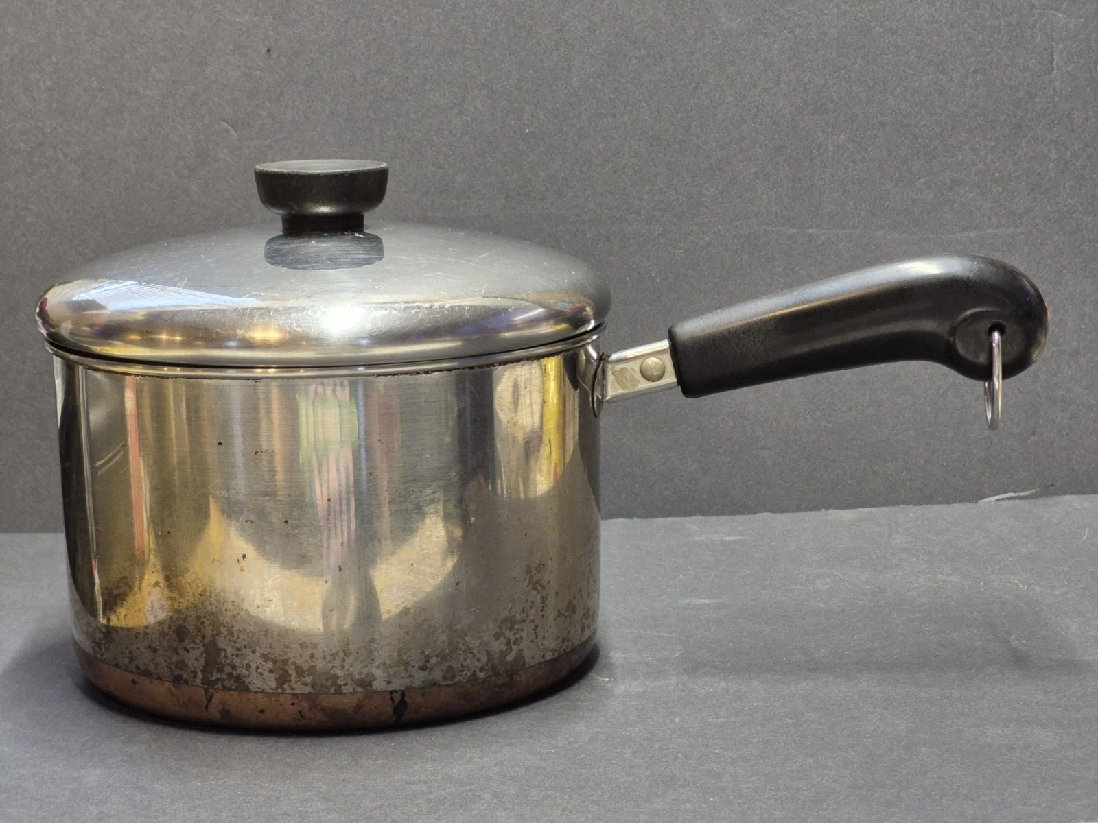 Vintage Revere Ware 3 Qt Quart Copper Bottom Saucepan With Lid F93 1801 USA