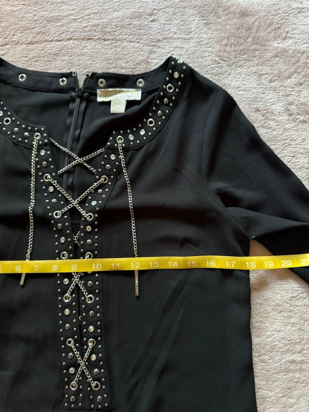 Maglione donna Michael Kors abito nero con catena taglia M