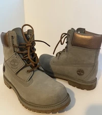 Size 8.5 Timberland Womens Premium 6in Waterproof Gray/rose Gold Boots A1Q9G