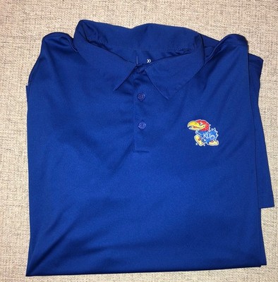 Royal Blue Antigua Kansas University Polo With Jay Hawk Logo XL