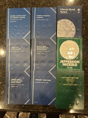 Lot Of 13 New & Used Whitman Coin Holders. Folders Books, no coins