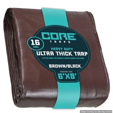 Core Tarps Extra Heavy Duty 16 Mil Tarp Cover, Waterproof, UV Resistant, Rip